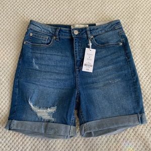 Light Blue High Rise Bermuda Jeans Shorts